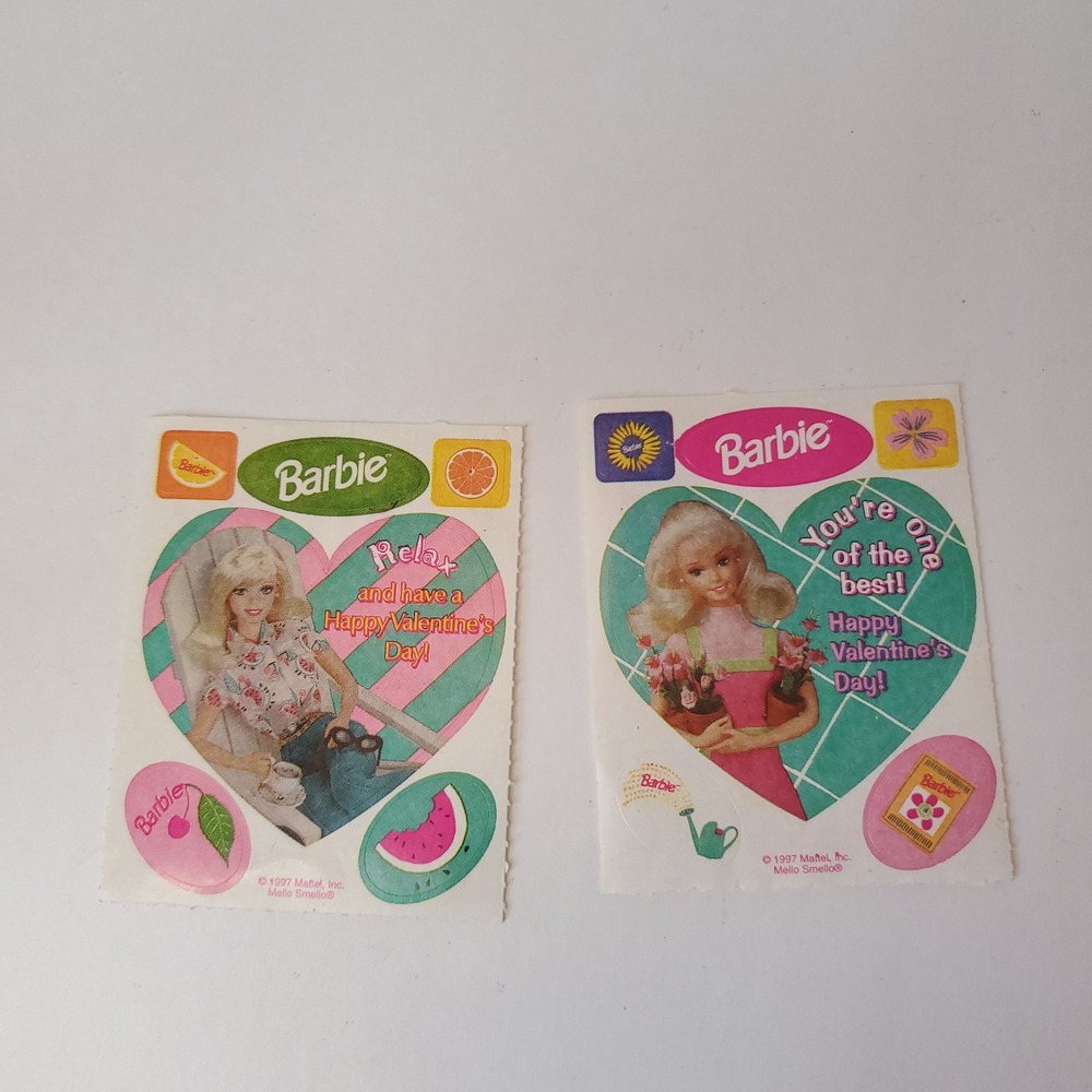 Vintage 1997 Barbie Sticker Card Valentine's Day Mello‎ Smello Mattel